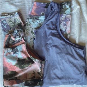 Fabletics Fleur 3 piece outfit secret garden print XXL EUC